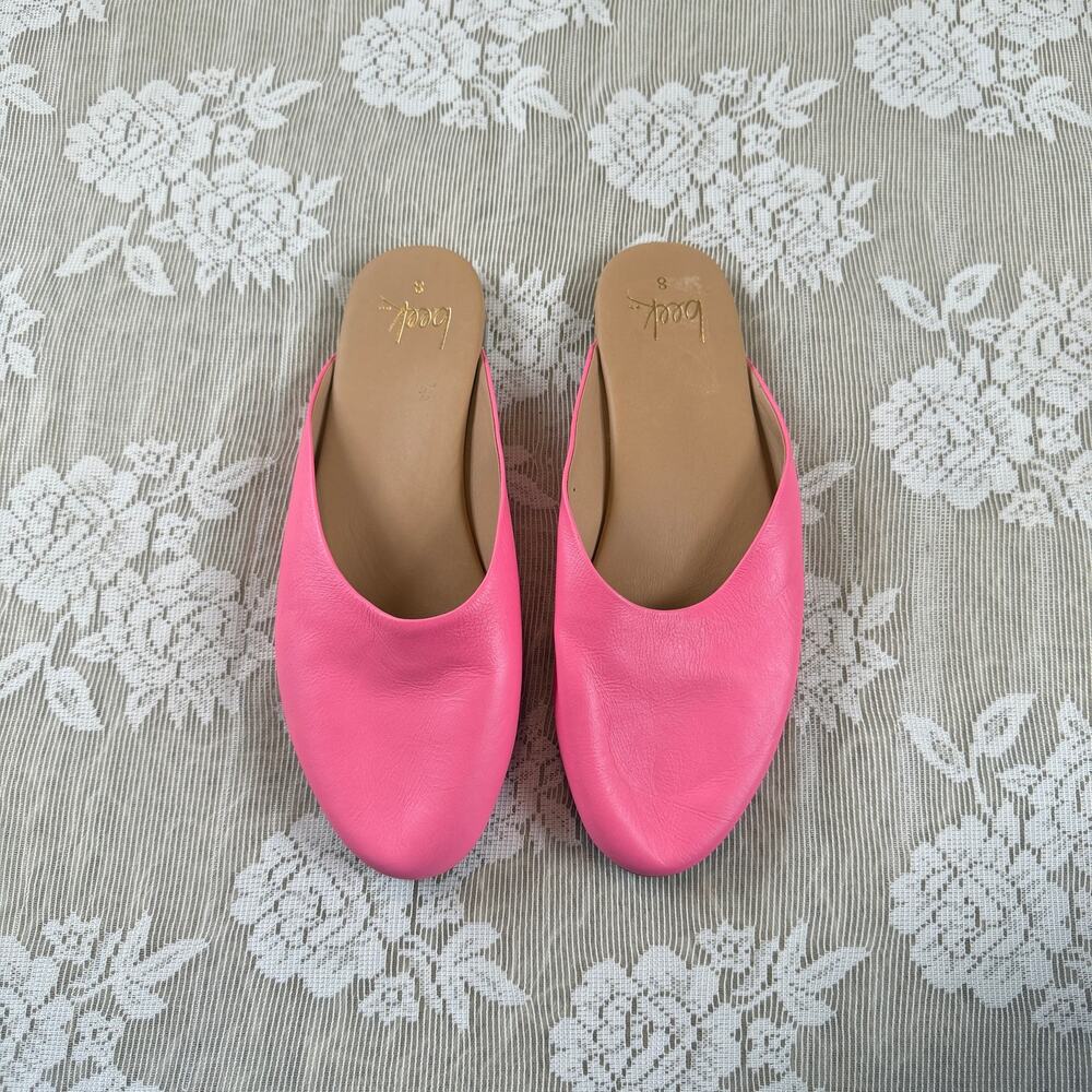 Beek Hot Pink Leather Mule Flats Size 8 NWOT